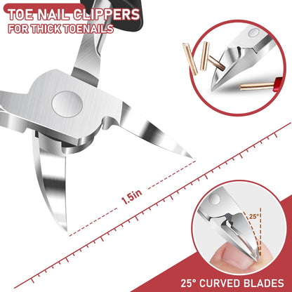 FUMAX Toenail Clippers for Thick Nails – Wide Jaw, Long Handle