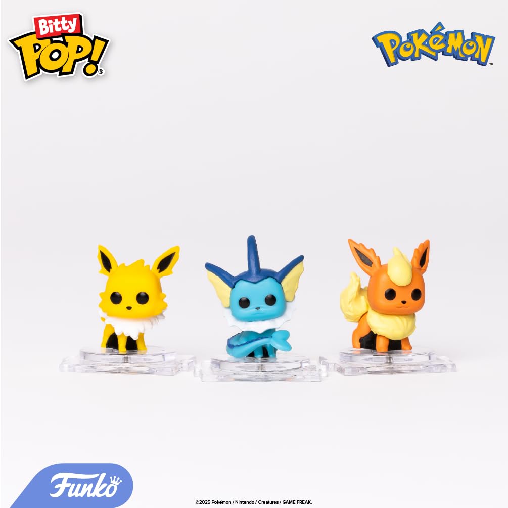 Funko Pop Bitty Pokémon Collection – Pikachu, Vaporeon, Caterpie & Cubone 0.9" Figures + Stackable Display Case