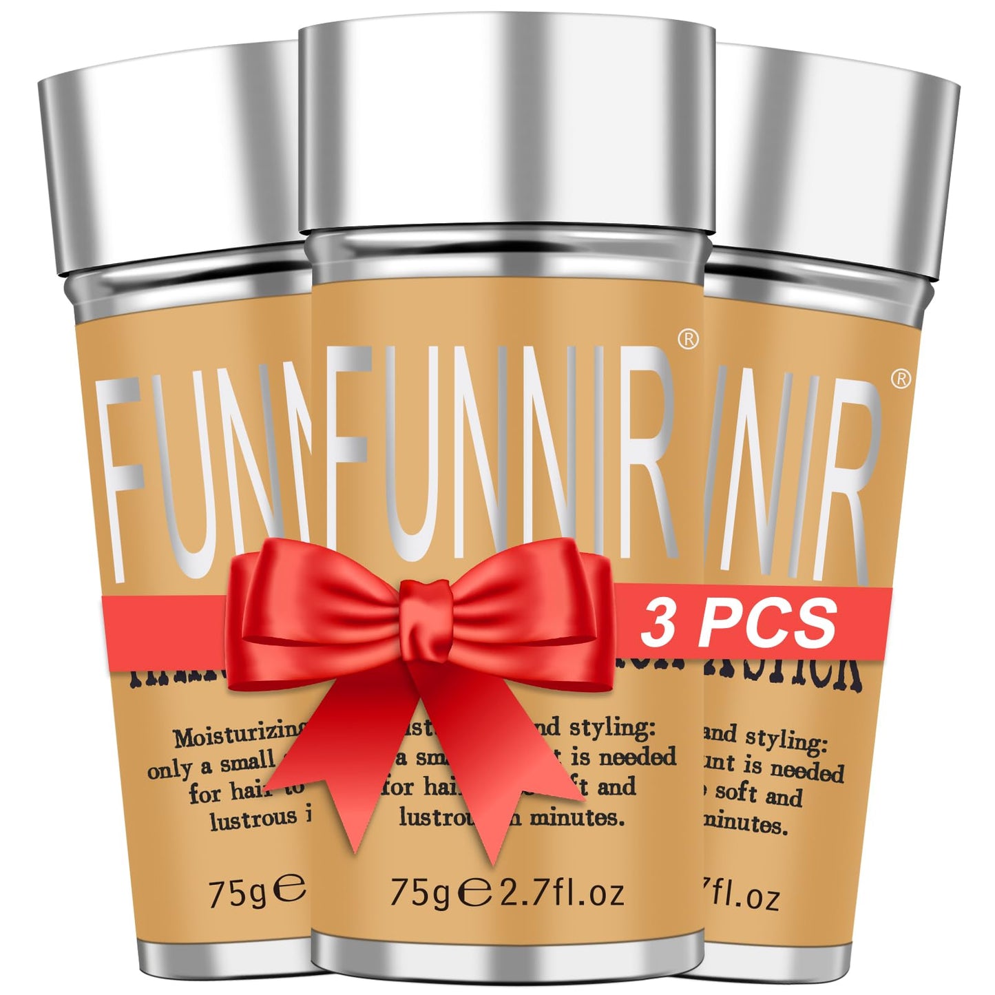 FUNNIR Hair Wax Stick — Edge Control, Frizz Tamer, Bun Maker | 3-Pack