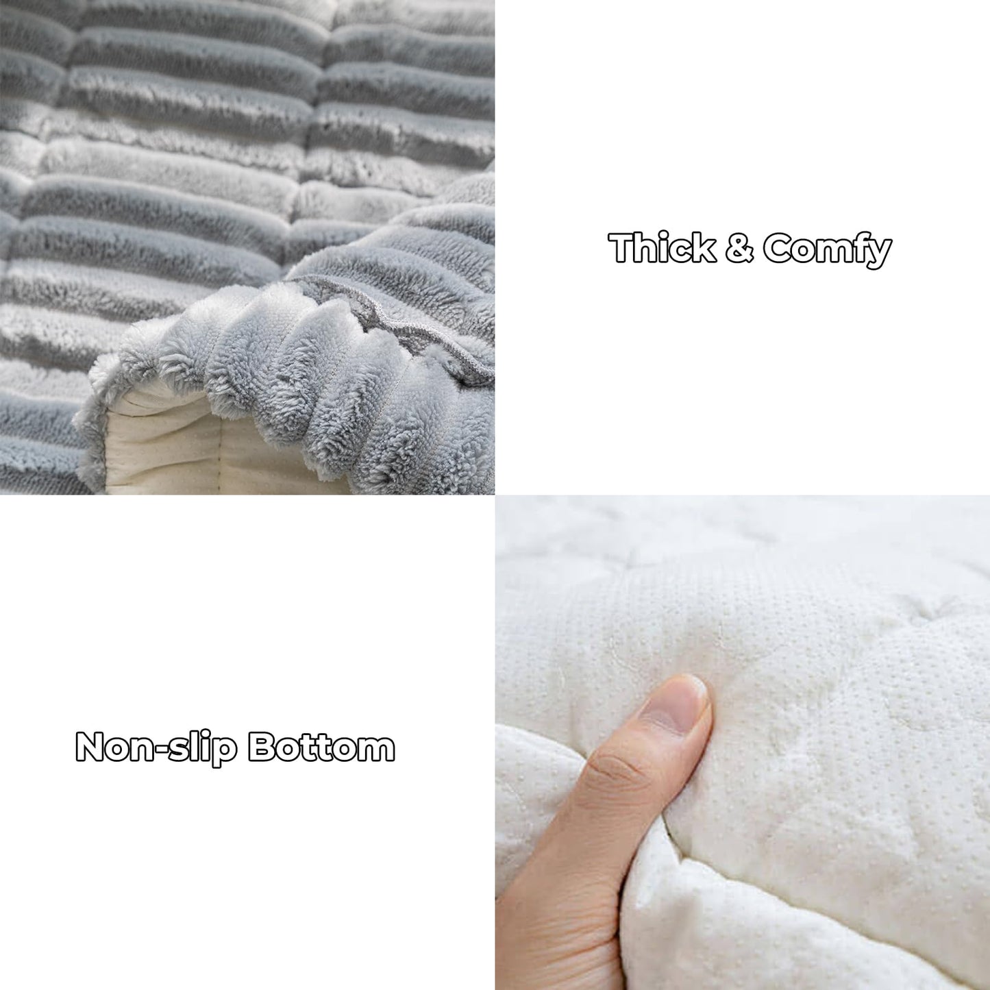 FUNNY FUZZY Pet Couch Covers for Sofa – Washable Flannel Protector (Blue-Grey, 27.6×70.9 in)