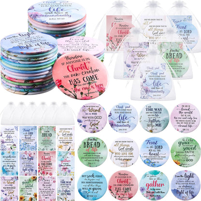 Funnymoom 48-Piece Christian Gifts for Women | Bible Verse Compact Mirror & Card Bags