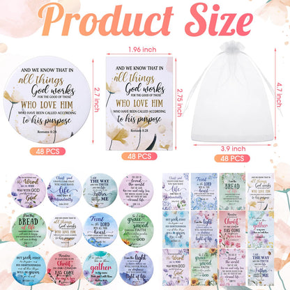 Funnymoom 48-Piece Christian Gifts for Women | Bible Verse Compact Mirror & Card Bags