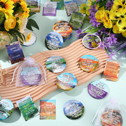Funnymoom 48-Piece Bible Verse Compact Mirrors Gift Set for Women – Cards & Organza Bags