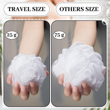 Funnymoom 12 Pcs Travel Size Loofah with Case – Portable White Bath Sponges (25g Each)