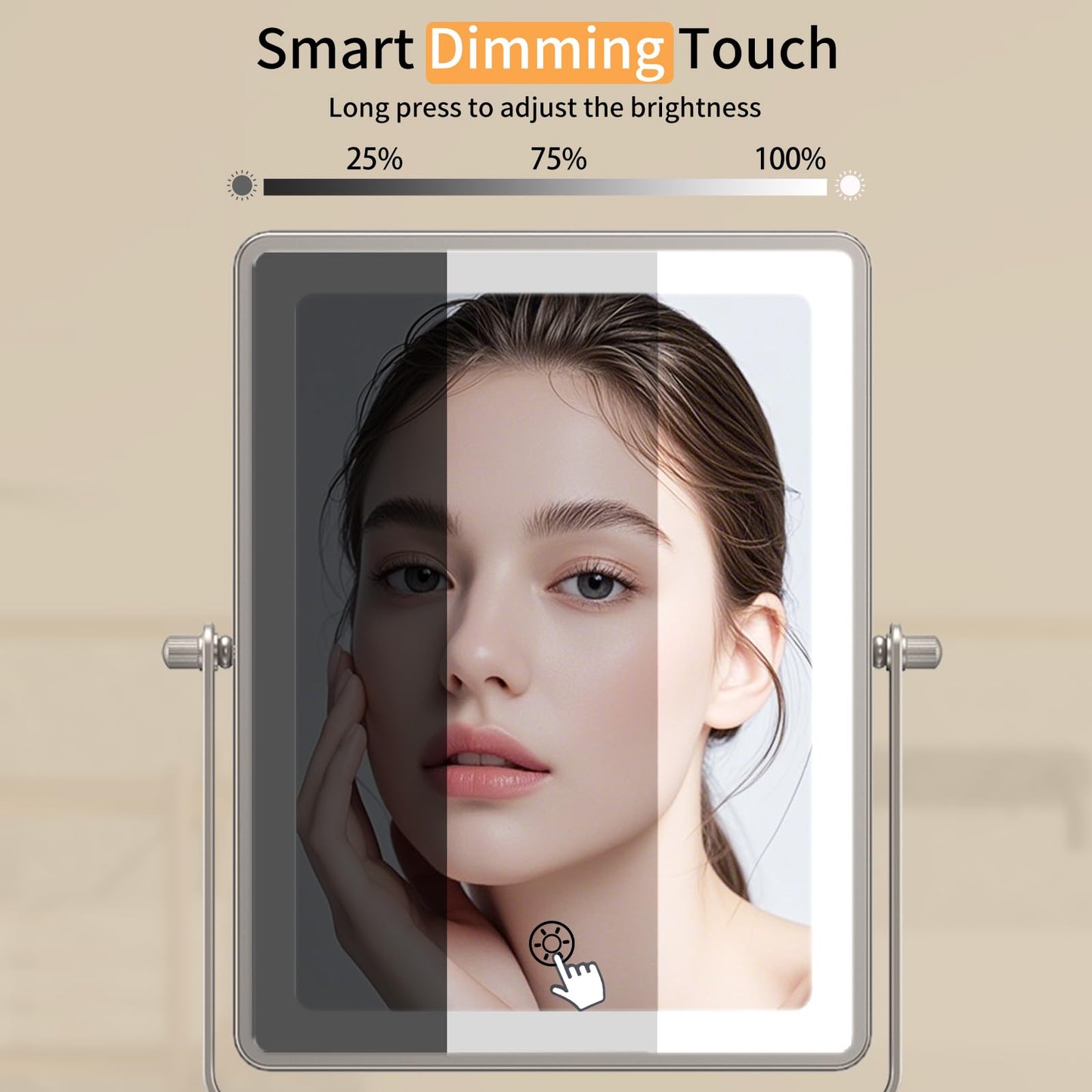 FUNTOUCH 5000mAh Rechargeable Wall Mounted Makeup Mirror - 8.7-inch - 1X/30X Magnification - Dimmable 3-Color LED