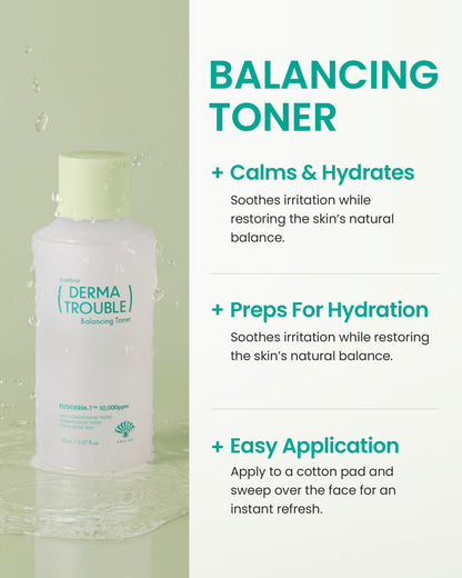 FUSIDYNE Derma Trouble Balancing AC 3 Step Kit – Soothing, Sebum-Control for Blemish-Prone Skin