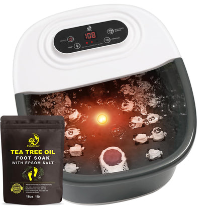 FutureCare Foot Spa Bath Massager with Heat, Bubbles & Jets | Tea Tree Oil Soak + Epsom Salt | Infrared Light | 22 Rollers | Adjustable Temperature - Black