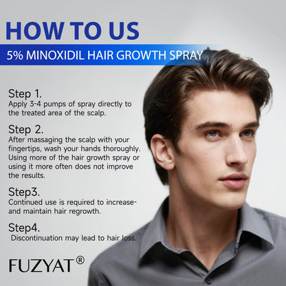 FUZYAT 5% Minoxidil Hair Growth Spray for Men & Women – Biotin, 60ml