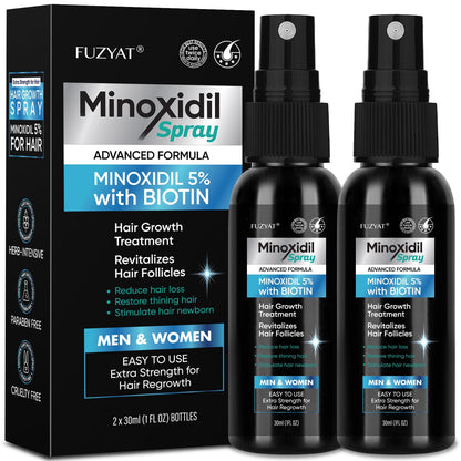 FUZYAT 5% Minoxidil Hair Growth Spray for Men & Women – 2-Pack