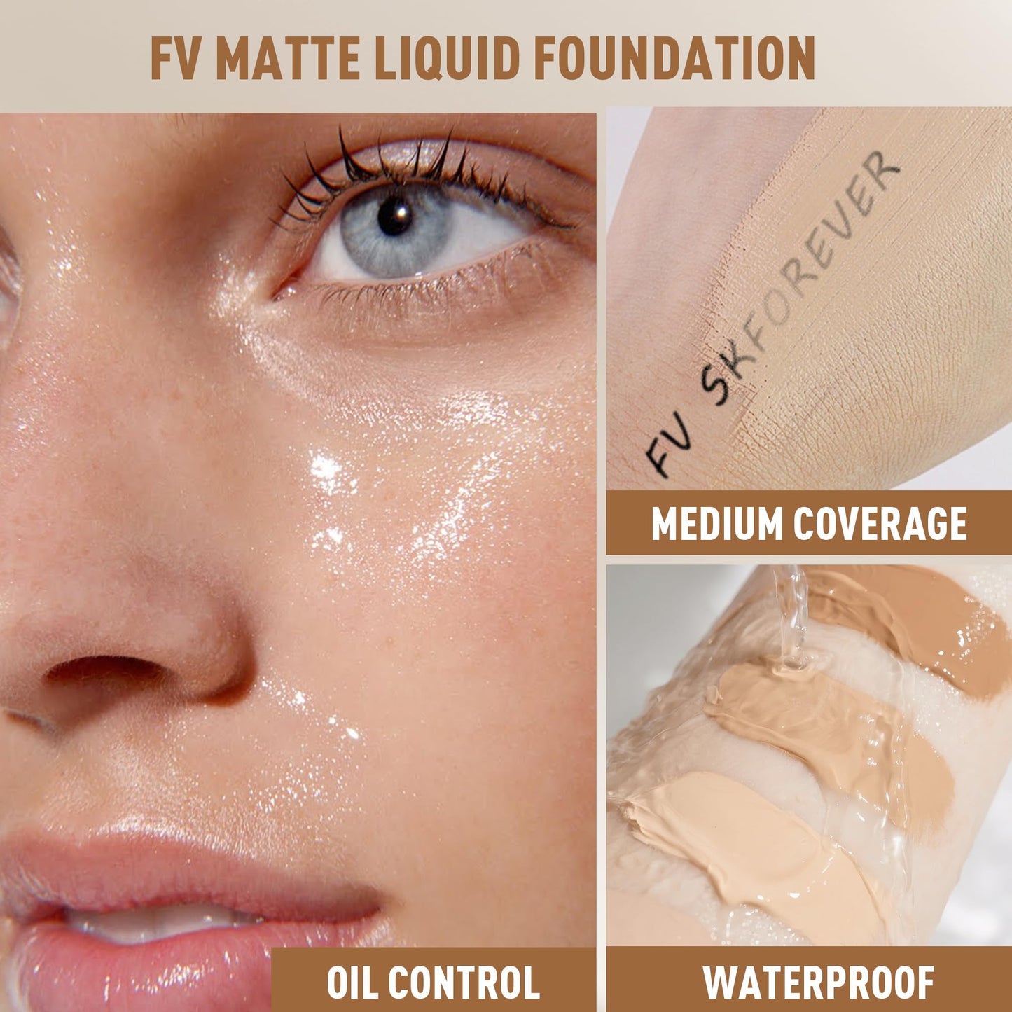 FV 2 Pack Waterproof Foundation – Matte Finish, Medium Coverage in Toffee (1.05 fl oz)