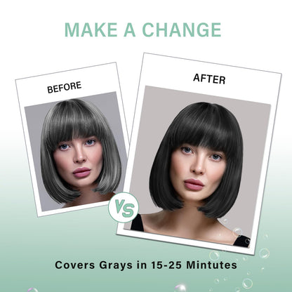 Fvquhvo Black Hair Dye Shampoo – 3-in-1 Color, Gray Coverage, Long-Lasting Black Hair – 16.9 oz
