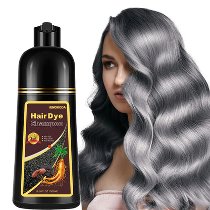 Fvquhvo Silver Gray Hair Dye Shampoo – 16.9 oz, Instant 3-in-1 Color, Herbal Formula