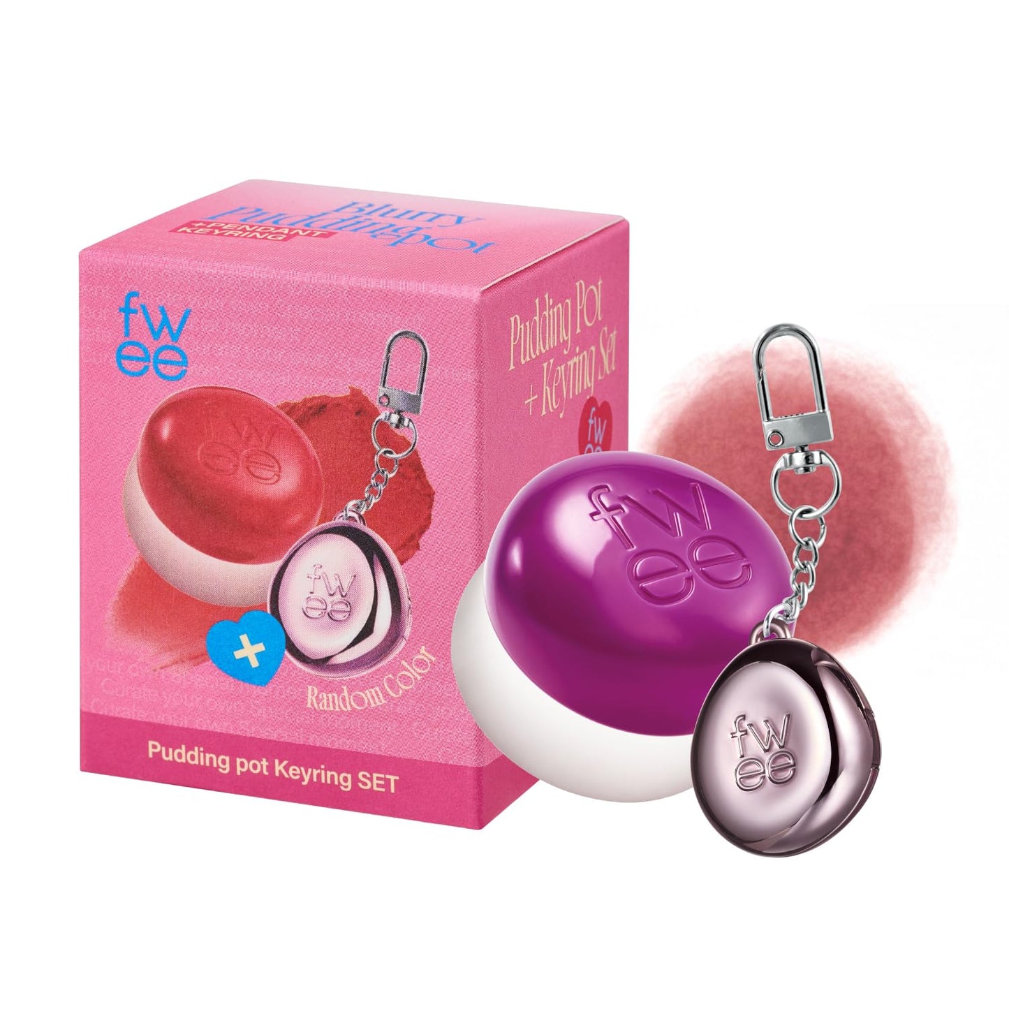 Fwee Blurry Pudding Pot + Keychain Set – Hurt Mauve Brown | Airbrushed Blush & Lip, Buildable Pigment, Lightweight, Natural Soft Matte Finish | 0.17 oz