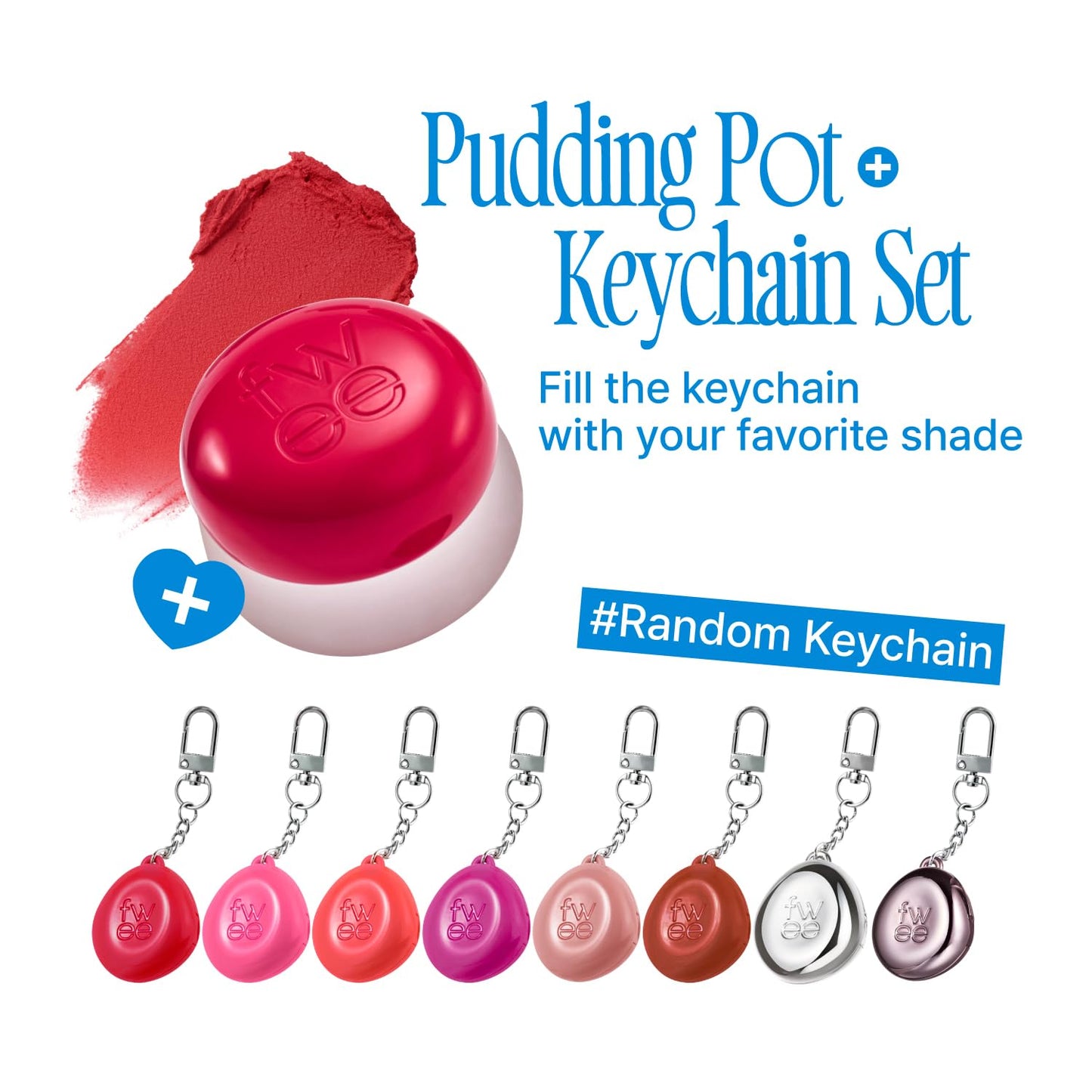 Fwee Blurry Pudding Pot + Keychain Set – Hurt Mauve Brown | Airbrushed Blush & Lip, Buildable Pigment, Lightweight, Natural Soft Matte Finish | 0.17 oz
