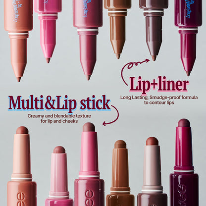 fwee Lip Service Long Lasting Dual Coloring Lip Liner | All-in-One Satin Finish Dual Stick