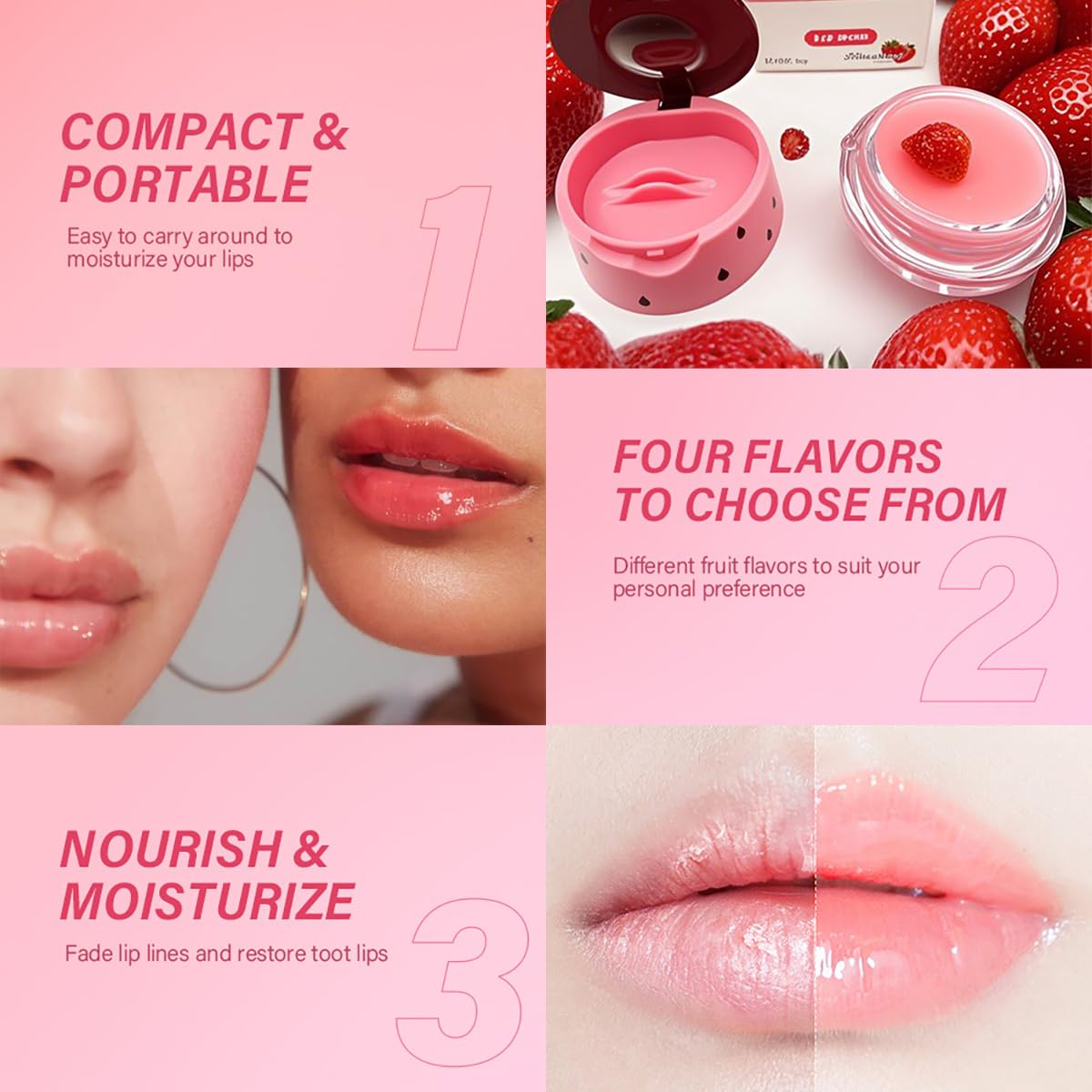 FYEBOO Fruit Lip Mask Set – Overnight Hydration with Honey & Vitamin E (8 Flavors)