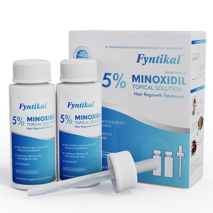 Fyntikal 5% Minoxidil for Men – Extra Strength Hair & Beard Growth Serum (2-Pack)