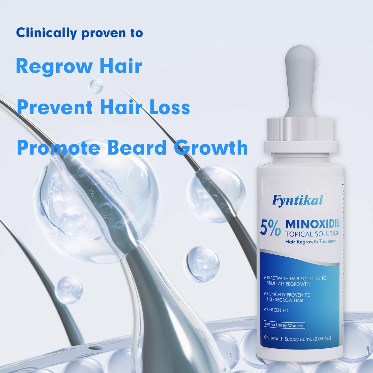 Fyntikal 5% Minoxidil for Men – Hair Regrowth & Beard Growth, 4-Pack 240ml