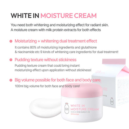 G9SKIN White In Moisture Cream – Milky Pudding Moisturizer for Face & Body 100g