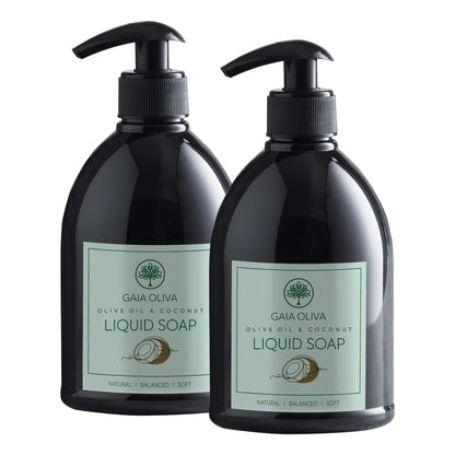 GAIA Oliva Olive Oil Hand Soap Liquid – Luxury Moisturizing Hand Wash with Coconut Scent, 16.9 fl oz (Pack of 2)