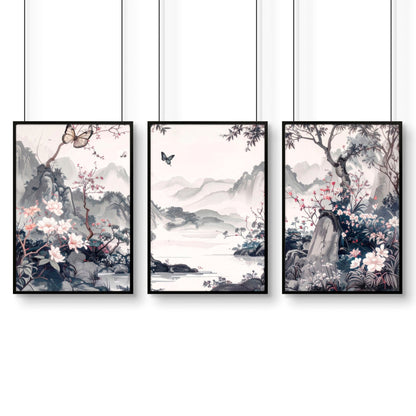 Gallery Wall Prints | Set of 3 Chinoiserie Wall art Prints