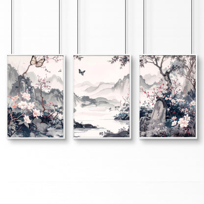 Gallery Wall Prints | Set of 3 Chinoiserie Wall art Prints
