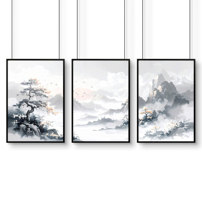 Gallery Wall Set | Set of 3 Asian Inspired Wall art Prints