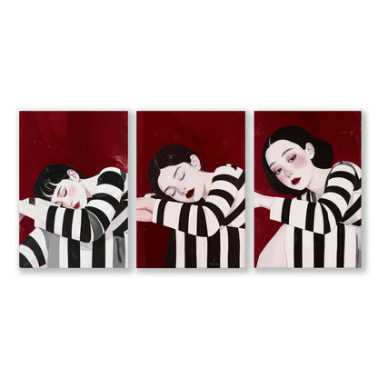 Gallery Walls Living Room | Set of 3 Boho Women Wall art Prints