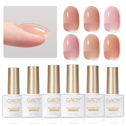 GAOY 6 Colors Builder Gel Set – Milky White, Rose Jelly, Nude Sheer, Pink & More