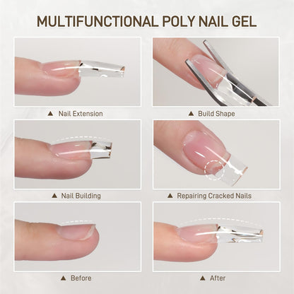 GAOY Ultra-Clear Crystal Poly Gel 60g – Clear Nail Extension Builder for Home & Salon