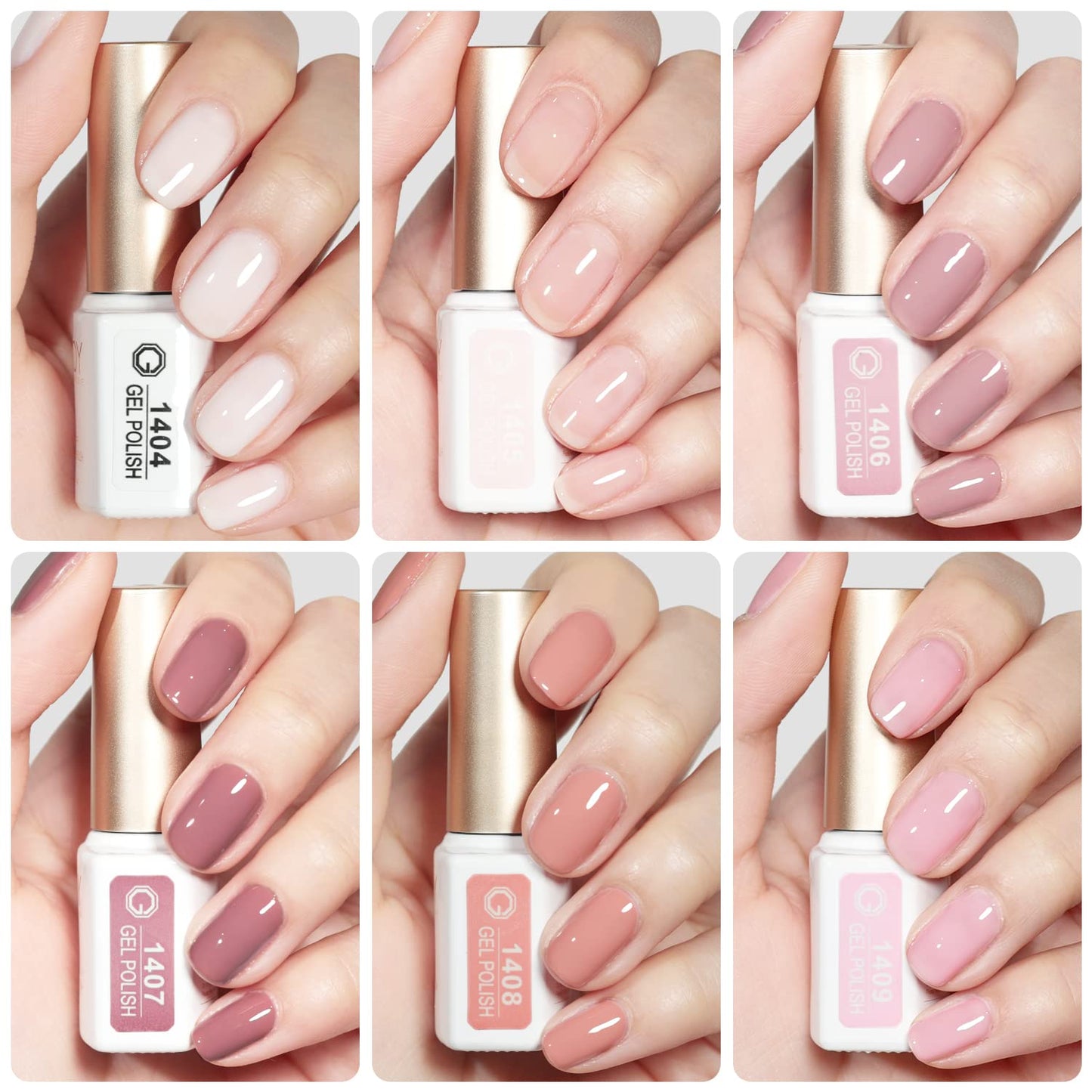 GAOY Pink Nude Gel Nail Polish Set – 6 Neutral Jelly Shades for Salon & Home