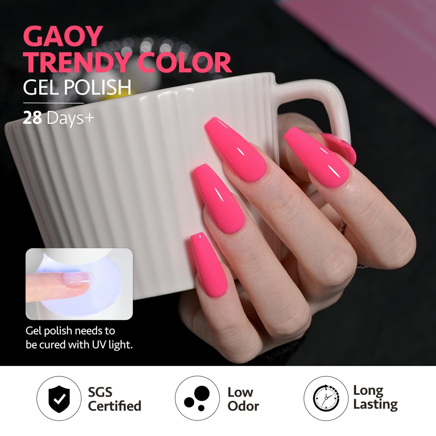 GAOY 23 Pcs Gel Nail Polish Kit — Neon Rainbow UV Colors + Glossy & Matte Top & Base Coats