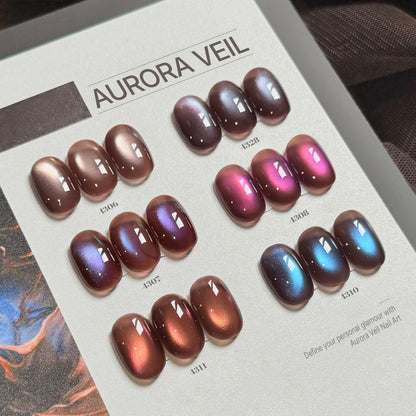 GAOY Brown Chameleon Cat Eye Gel Polish Kit with Magnet – 6 Glitter Holographic Colors