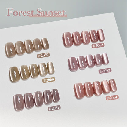 GAOY Forest Sunset Cat Eye Gel Nail Polish Set with Magnet – Holographic Cat Eye at Home Manicure