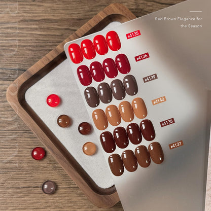 GAOY Red Brown Gel Nail Polish Set – 6 Fall & Winter Shades for Home & Salon