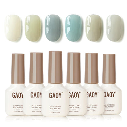 GAOY Coastal Breeze Jelly Gel Nail Polish Kit – 6 Soft Summer Colors