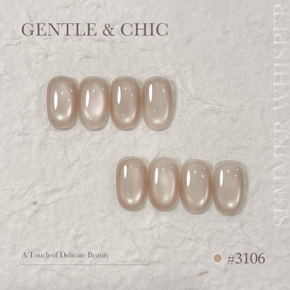GAOY Summer Gel Nail Polish Set – 6 Icy Sheer Cat Eye Gels with Magnet
