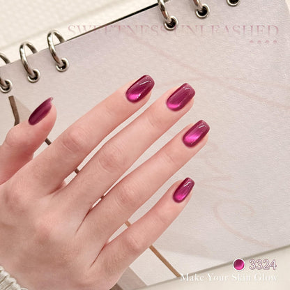 GAOY Pink Cat Eye Gel Nail Polish Set with Magnet – 6 Holographic Colors for Date Night