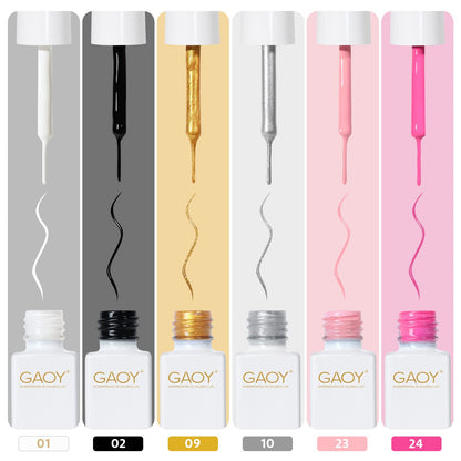 GAOY Gel Nail Polish Art Liner – 6 Classic Colors for French Tips & Nail Art
