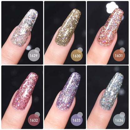 GAOY Glitter Gel Nail Polish Set — 6 Shimmer Colors for DIY Manicure & Pedicure at Home