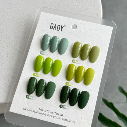 GAOY Jade Green Gel Nail Polish Set – Mint, Moss & Emerald Gemstone Shades for Nail Art