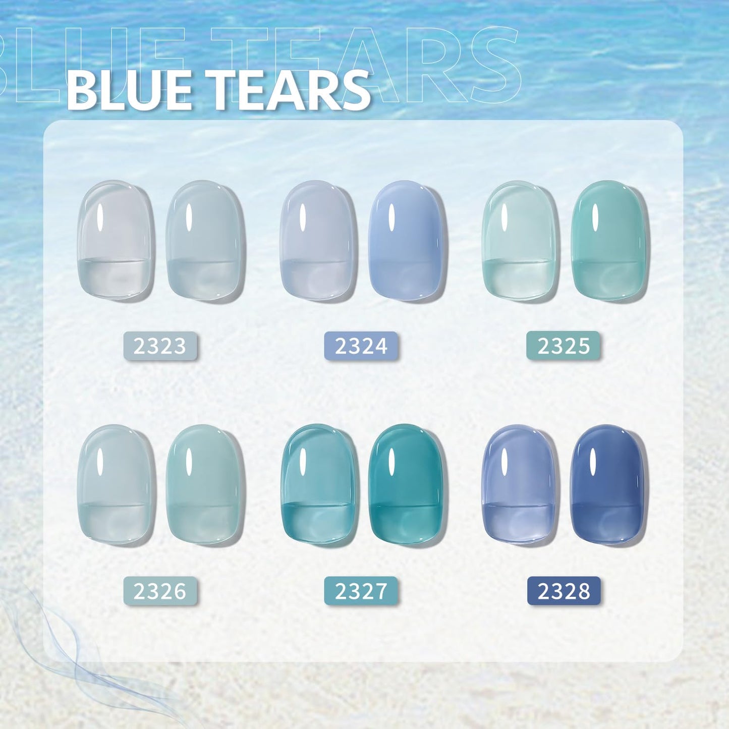 GAOY Jelly Blue Gel Nail Polish Set – 6 Transparent Colors, UV Curing for At-Home Nail Art