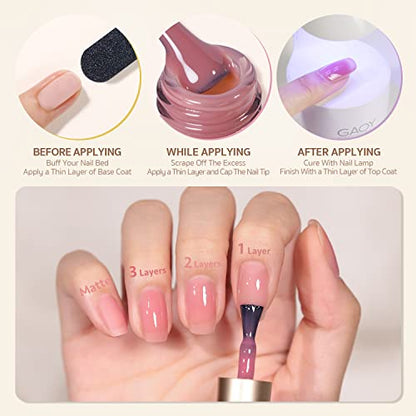 GAOY Jelly Gel Nail Polish Set — 6 Buildable Colors for Home Manicure
