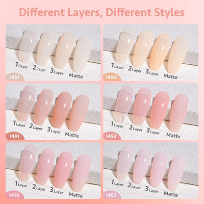 GAOY Jelly Gel Nail Polish Set — 6 Buildable Colors for Home Manicure