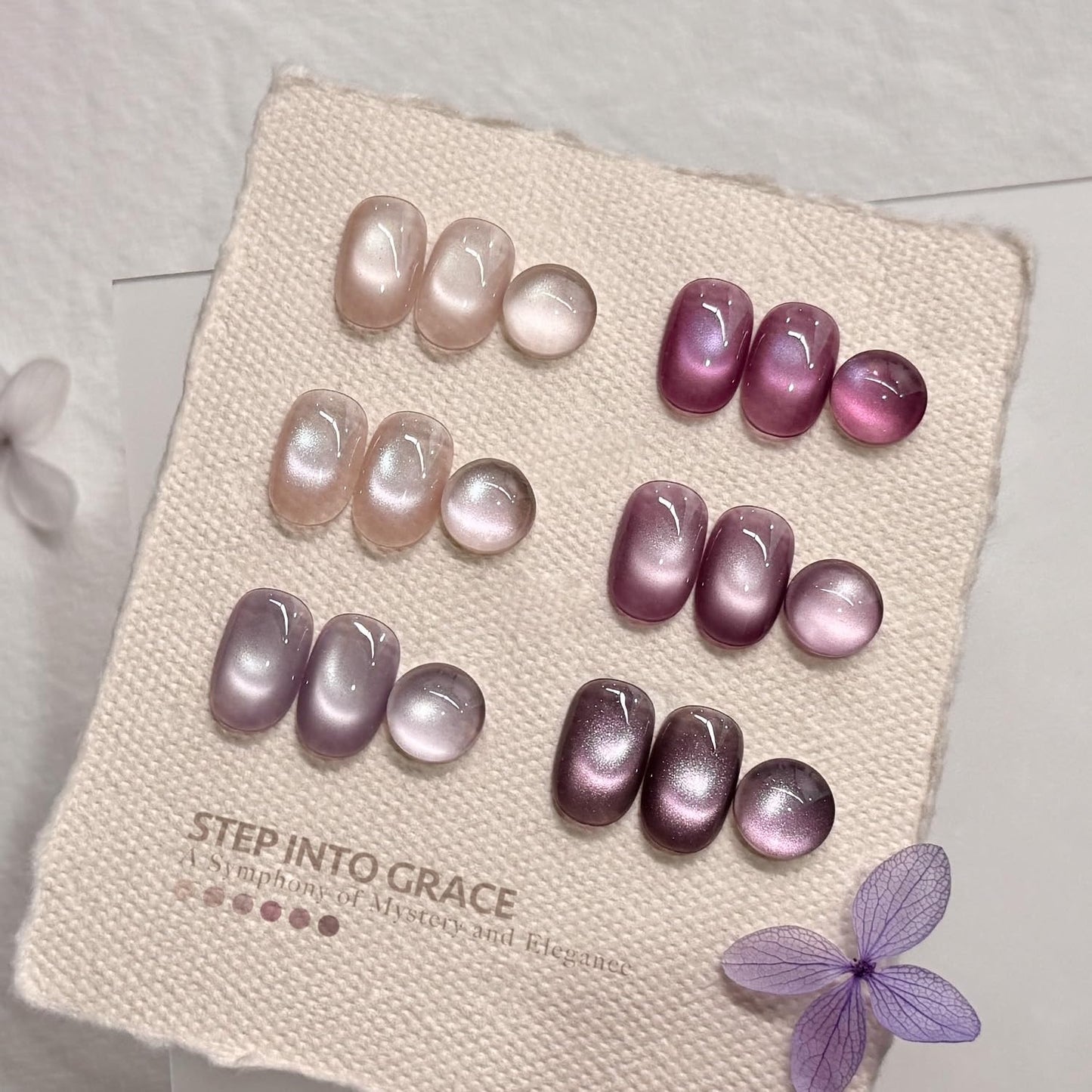 GAOY Purple Cat Eye Gel Polish Kit with Magnet – 6 Glitter Holographic Colors for DIY Manicure