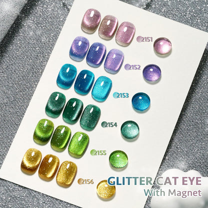 GAOY Glitter Cat Eye Gel Nail Polish Set with Magnet – Colorful Galaxy Holographic Cat Eye for DIY Home Manicure