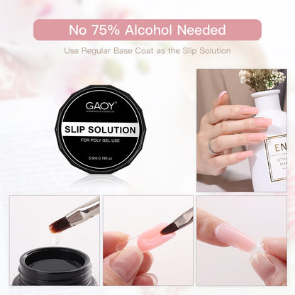 GAOY Poly Nail Extension Gel Kit – 4 Colors + Top & Base Coat, Dual Forms & Tools | All-in-One Builder Gel Set