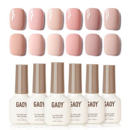 GAOY Macaron Nail Gel Polish Set – Peach Pink Nude Shades for Home & Salon Manicures