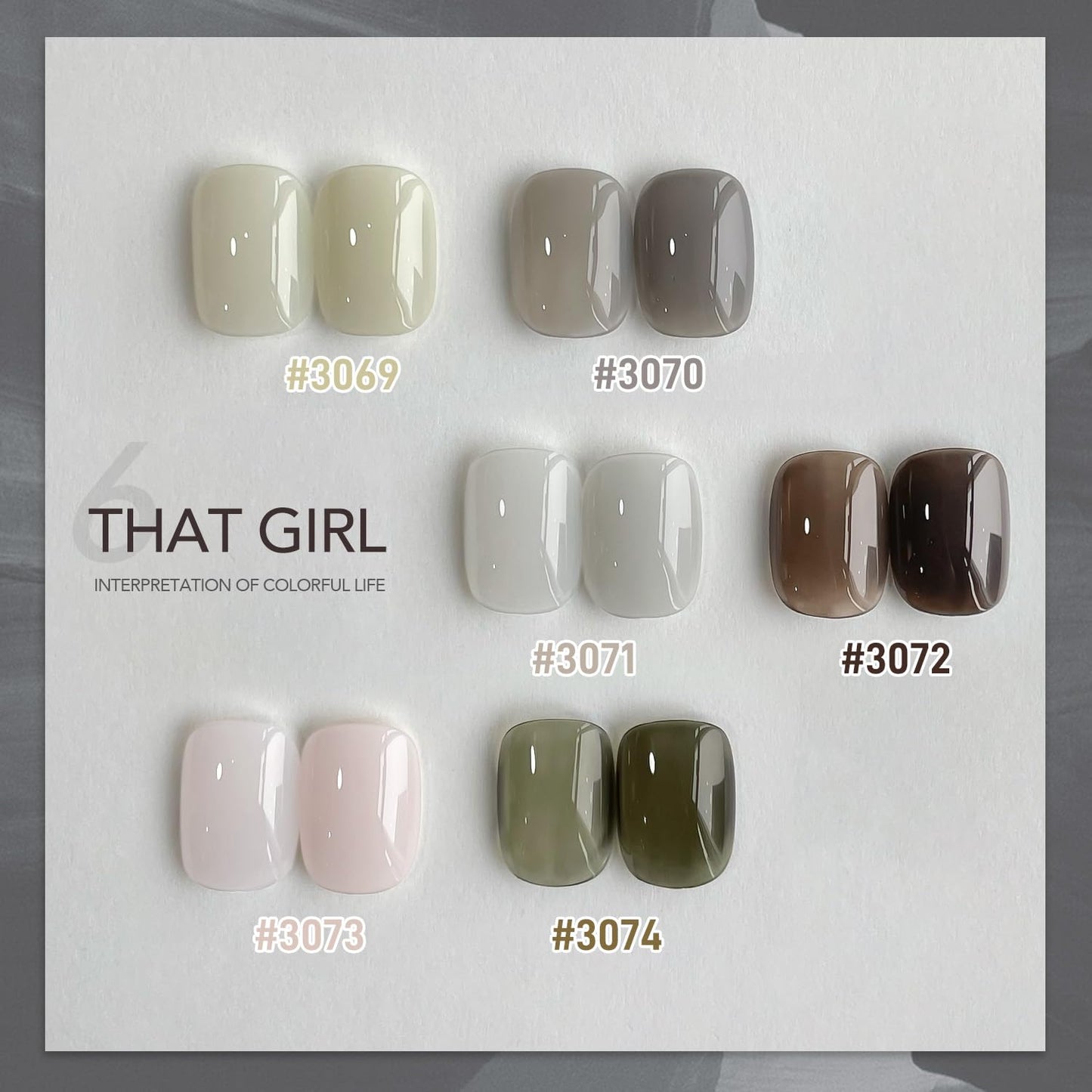 GAOY Milky Gel Nail Polish: 6 Creamy Nude, Gray & Green Shades for Home Manicures
