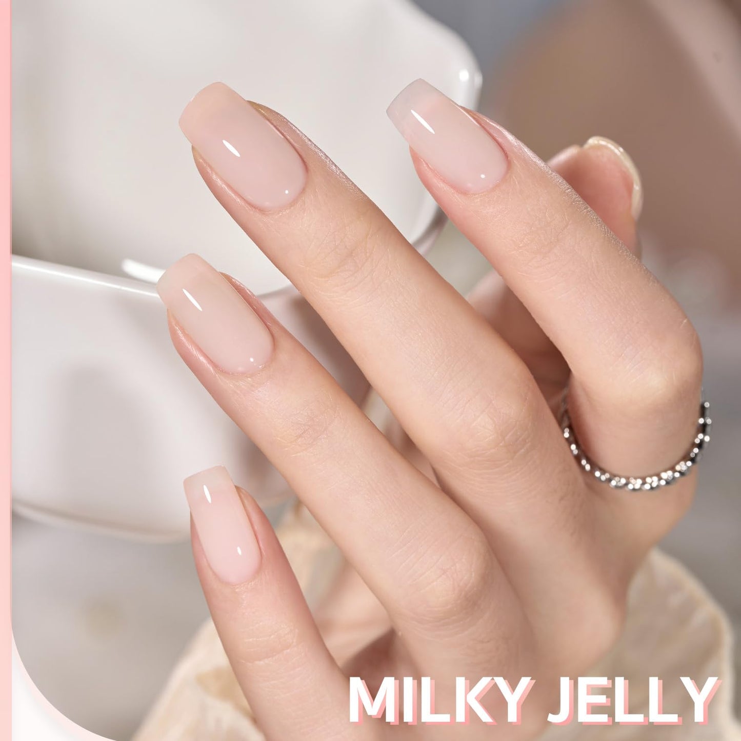 GAOY Milky Jelly Nude Gel Nail Polish Set – 6 Sheer Colors, UV Cure, Soak-Off Gel Kit